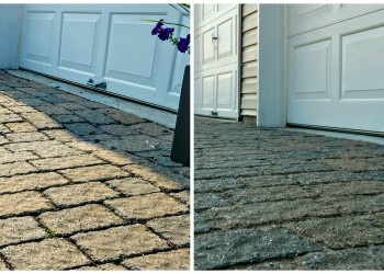 before and after paver restoration for driveway